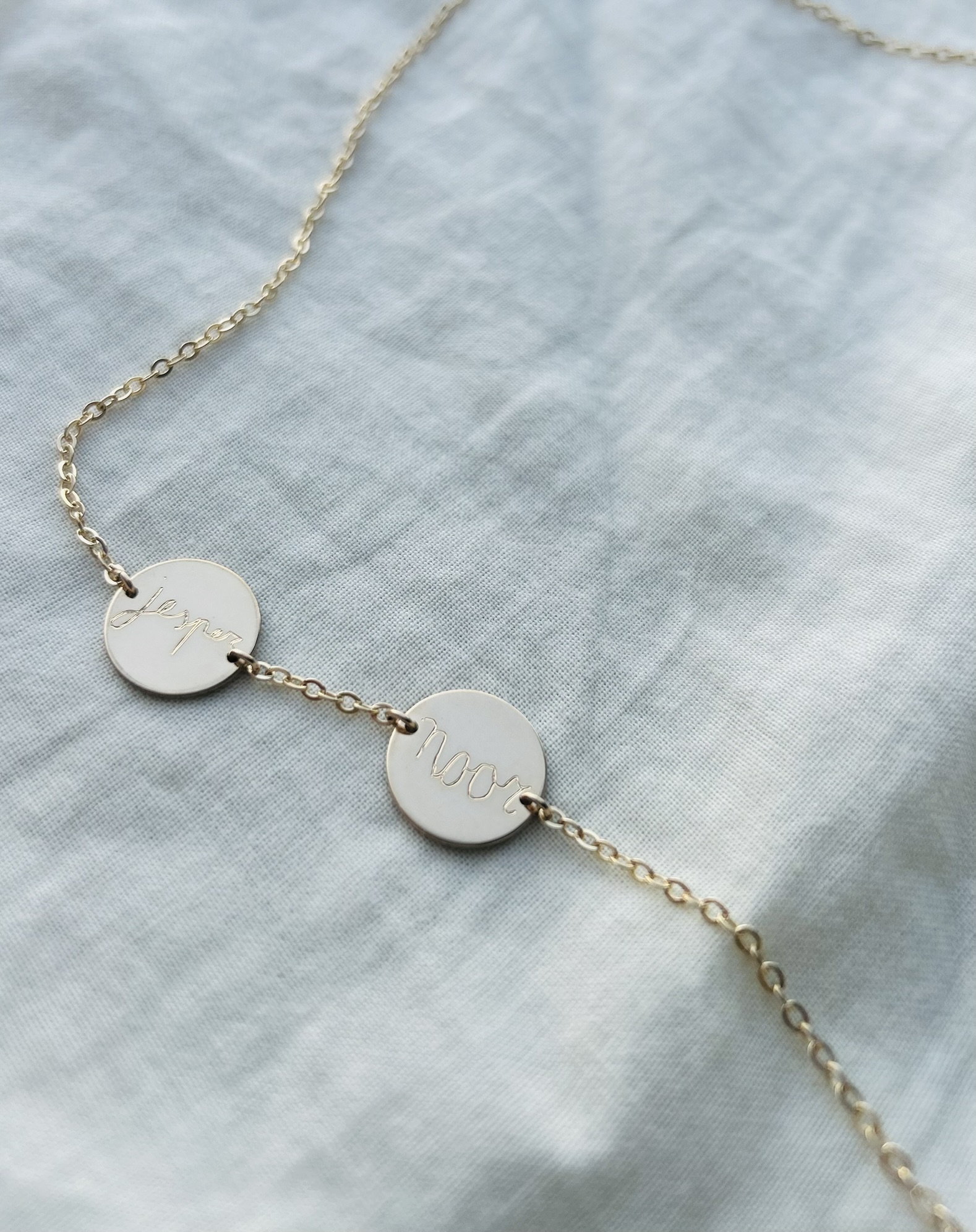 Dubbel coin ketting (14 karaat goud) - Afbeelding 3