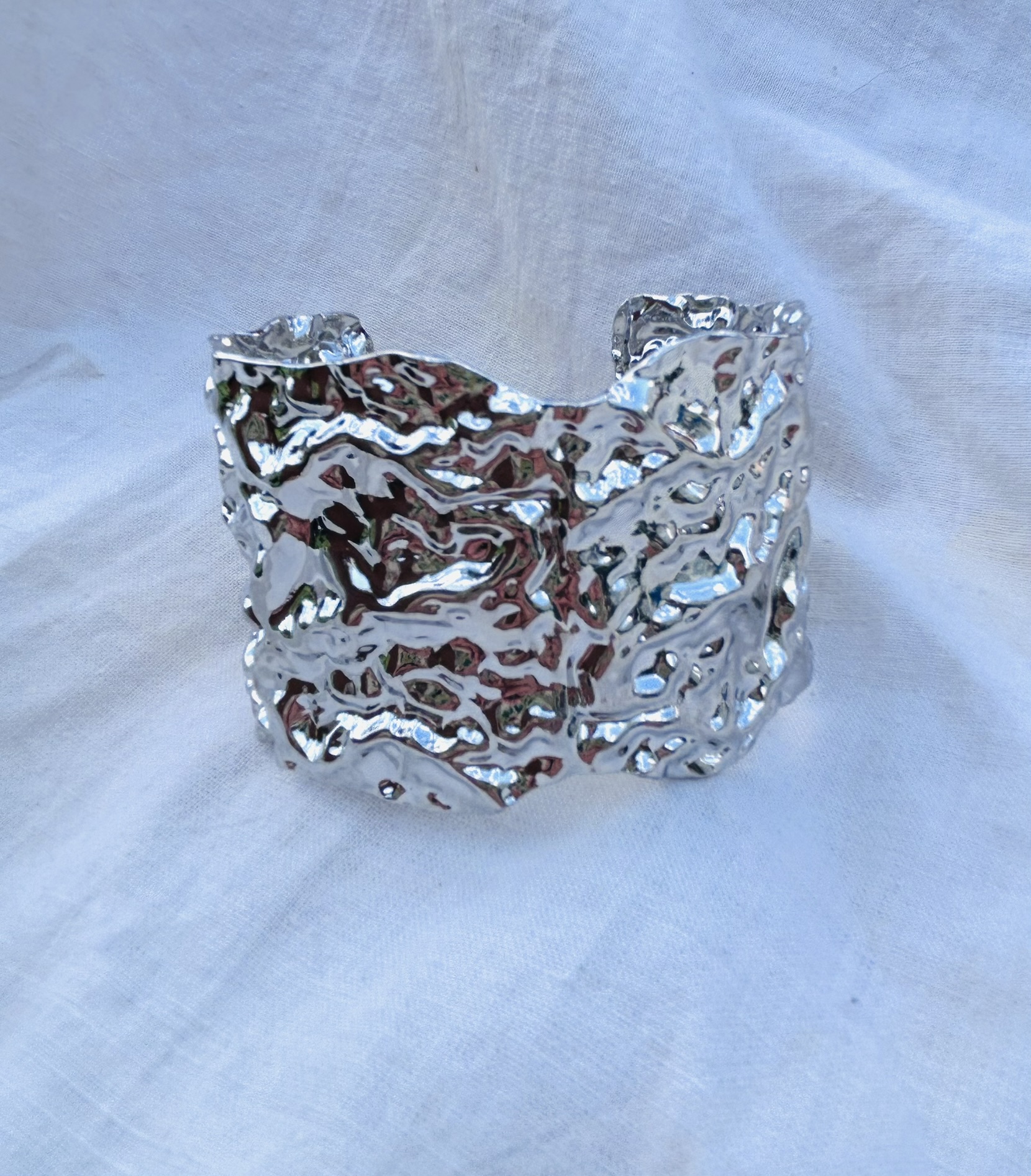 Silverplated Organic Texture Cuff Armband